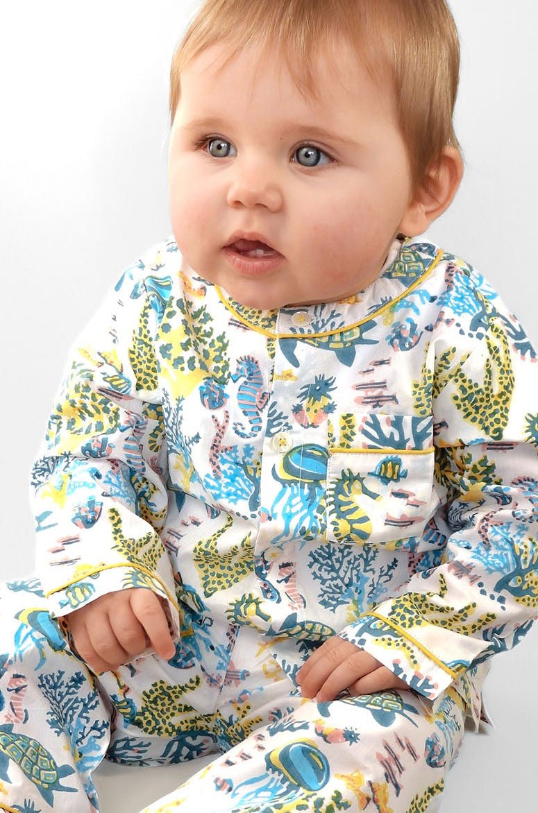 a fin - tastic dance off - organic cotton baby pyjama set - Kutti Lulu