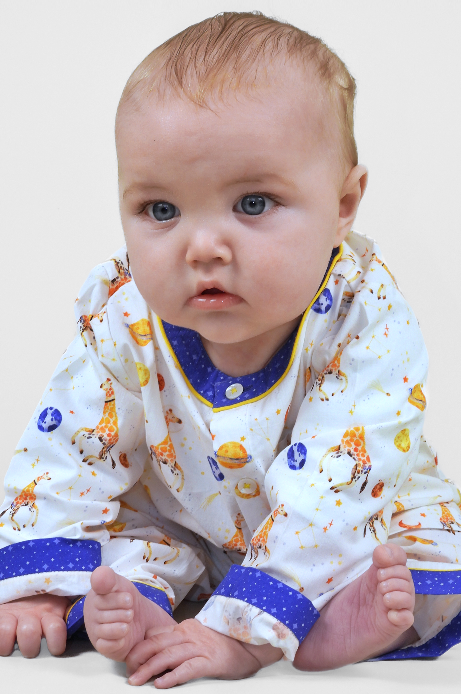 giraffe space odyssey - organic cotton baby pyjama set