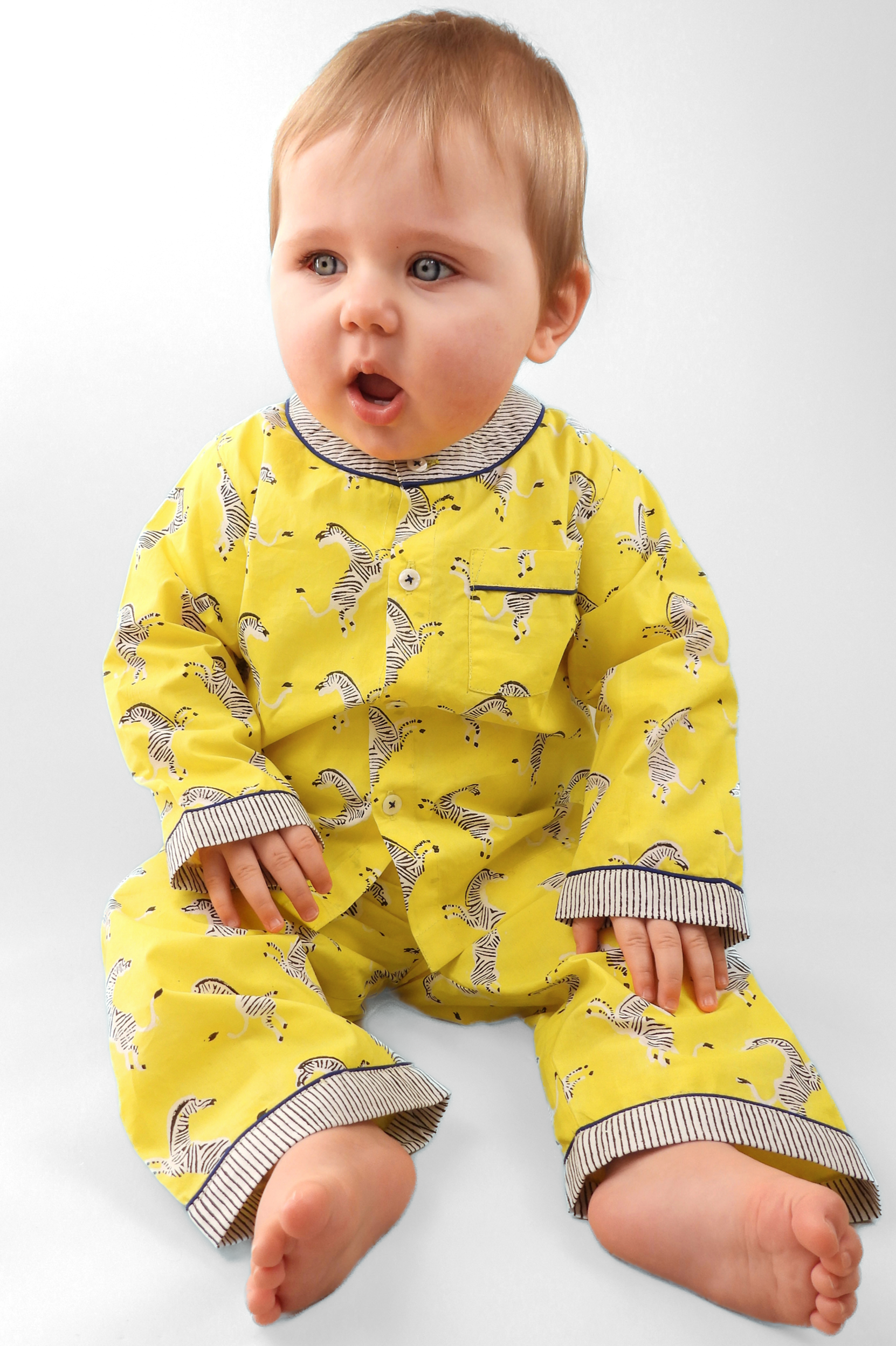 zebra strides - organic cotton baby pyjama set