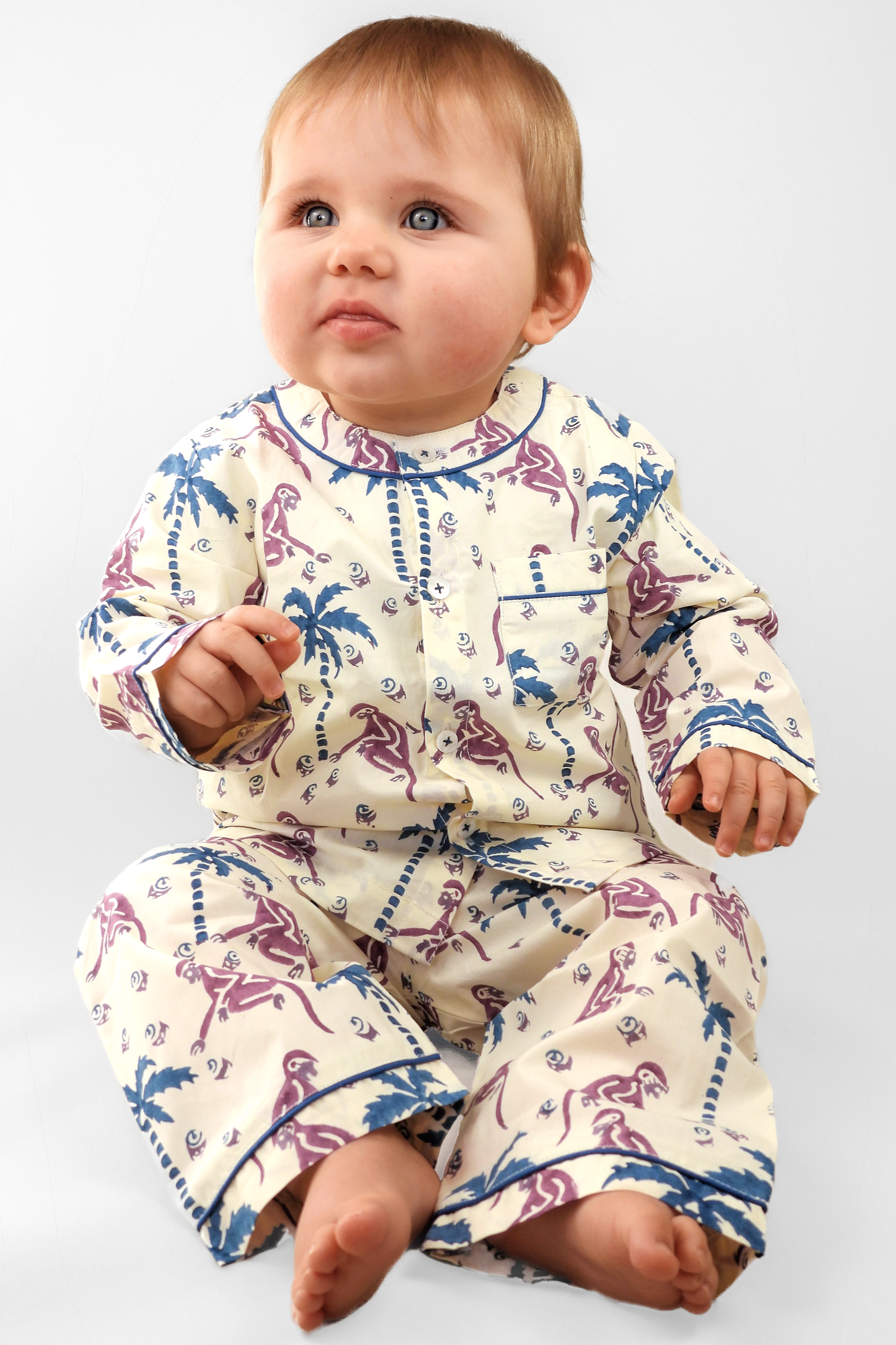 monkey capers - organic cotton baby pyjama set