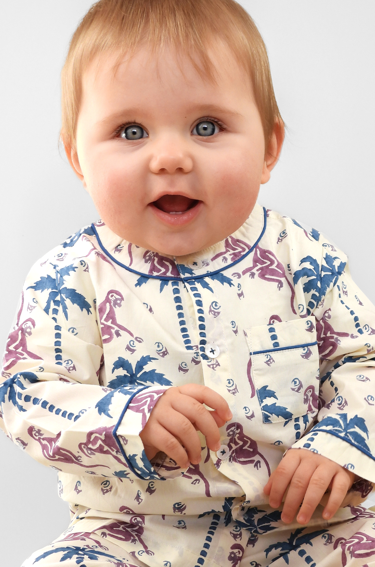 monkey capers - organic cotton baby pyjama set