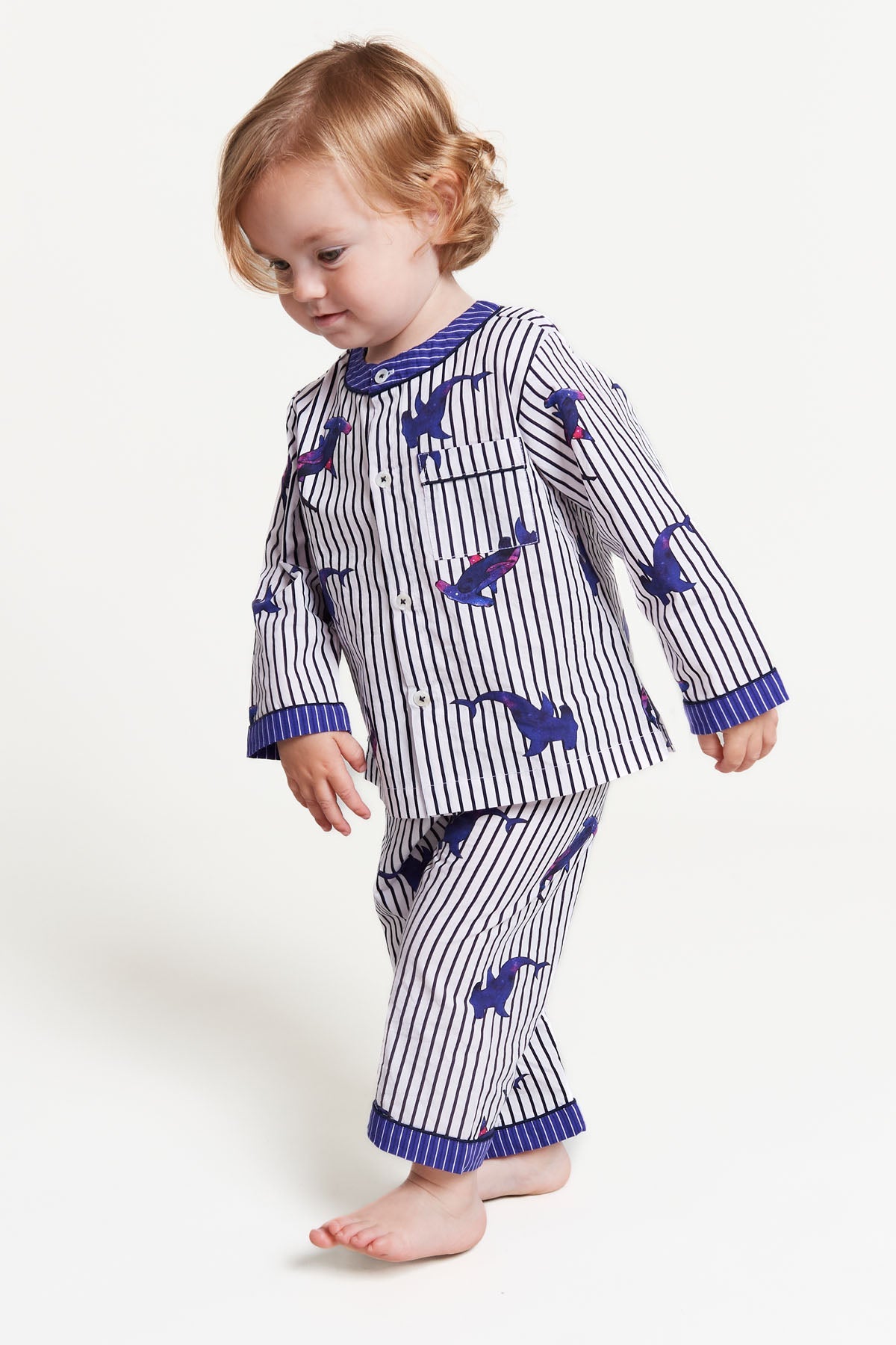 galactic sharks - organic cotton baby pyjama set - Kutti Lulu