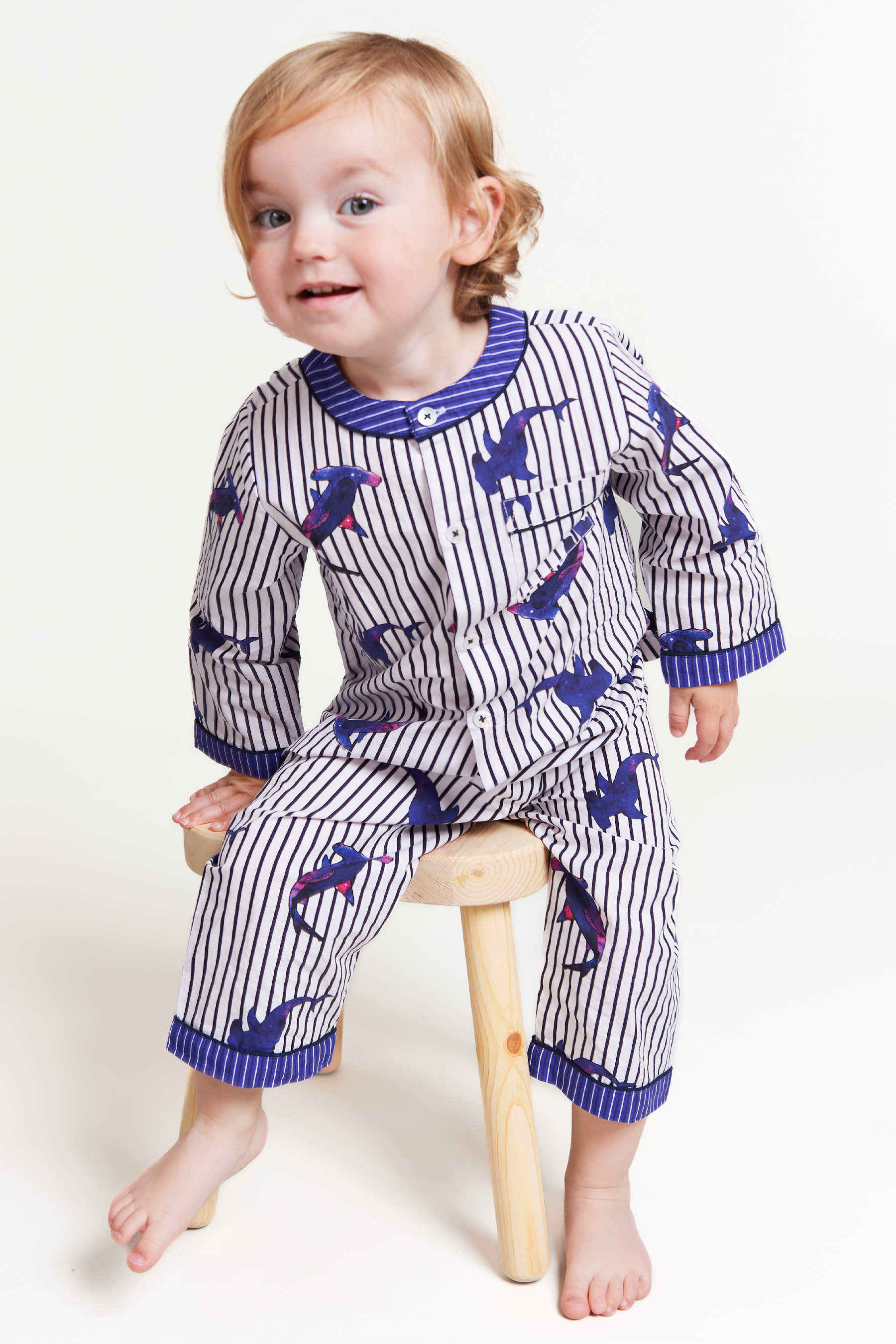 galactic sharks - organic cotton baby pyjama set