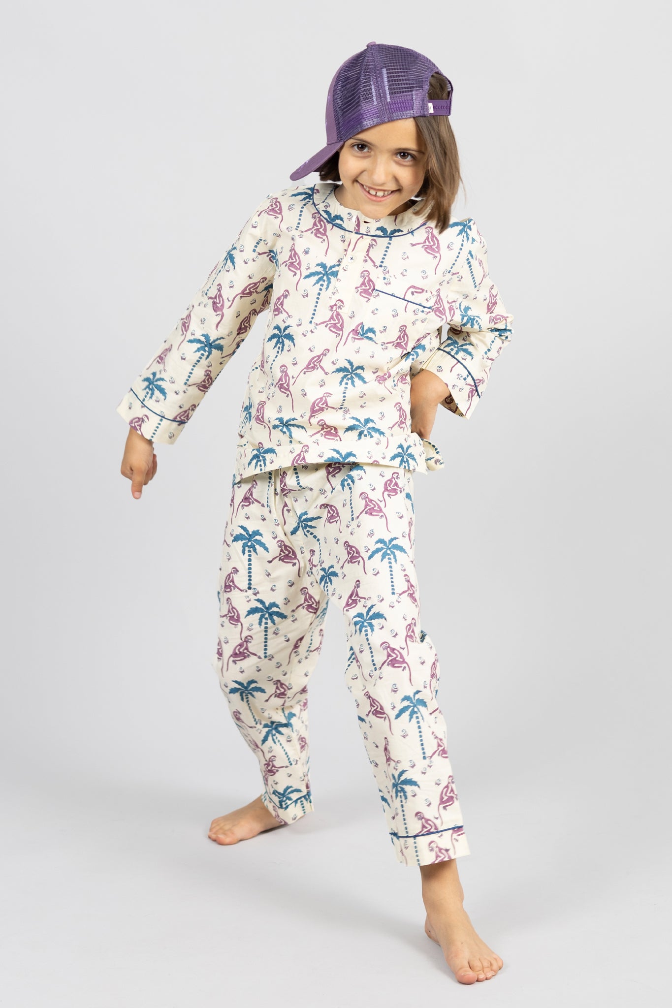 monkey capers - organic cotton kids pyjama set