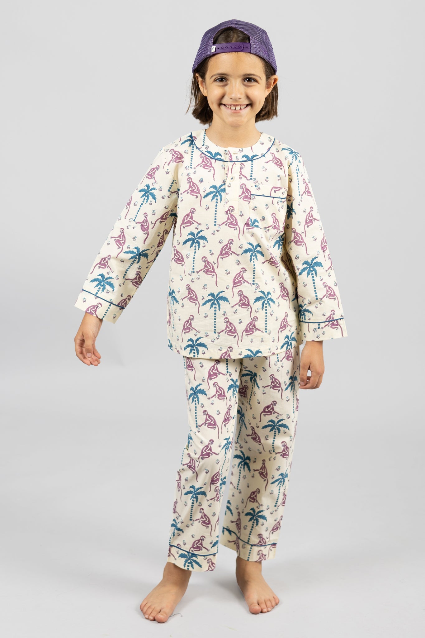monkey capers - organic cotton kids pyjama set