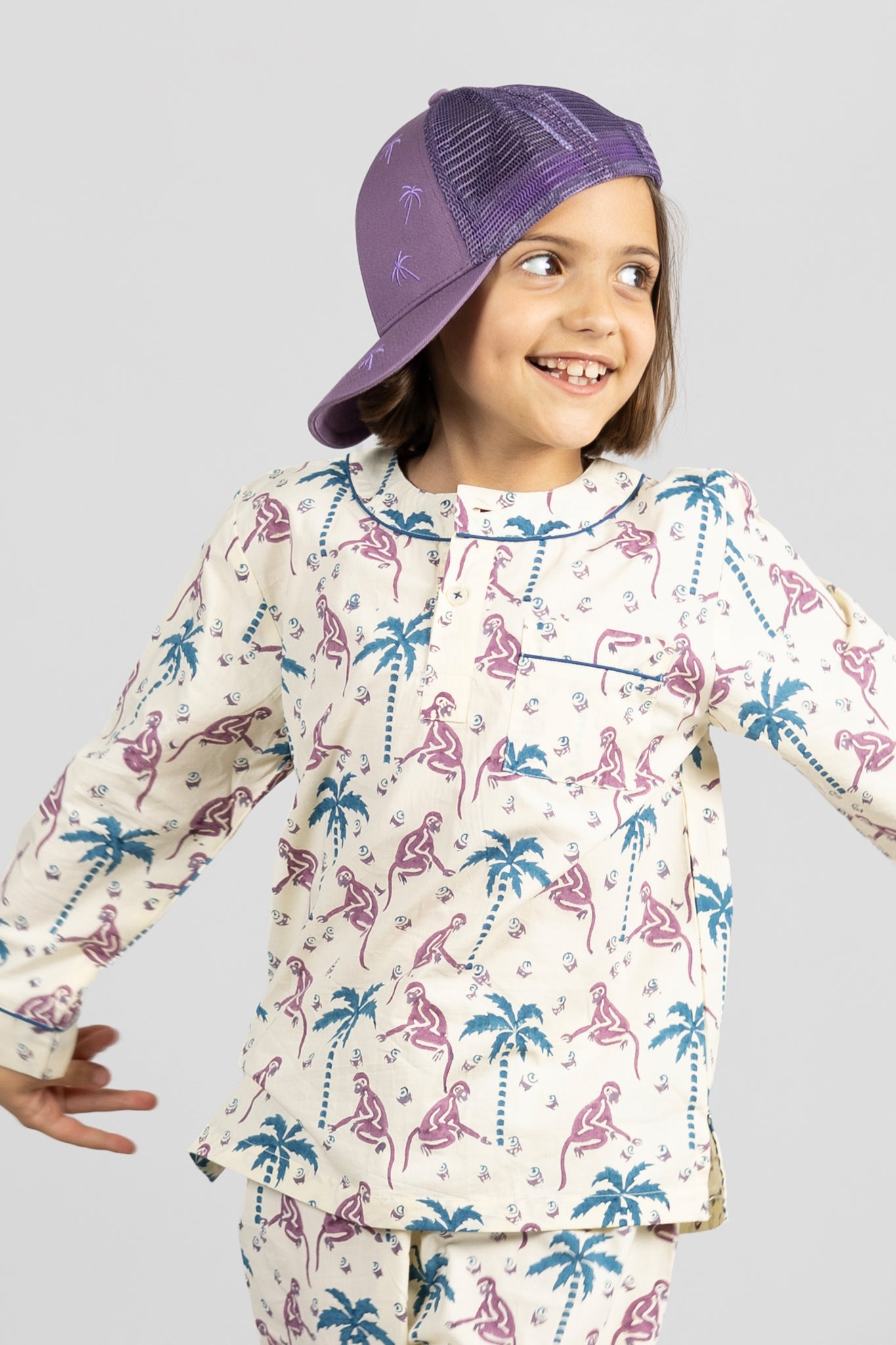 monkey capers - organic cotton kids pyjama set