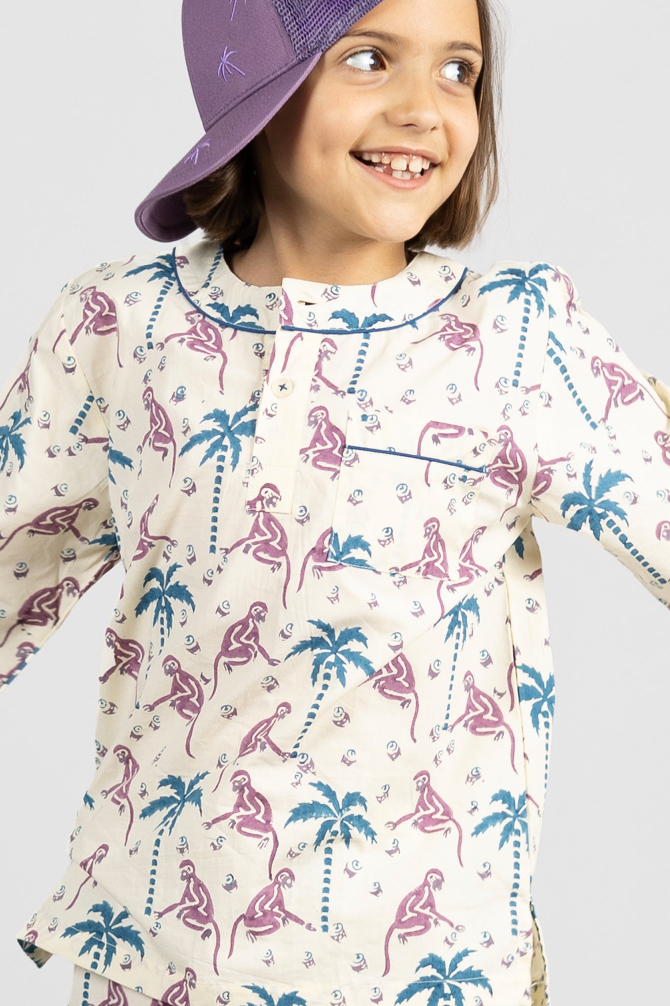 monkey capers - organic cotton kids pyjama set