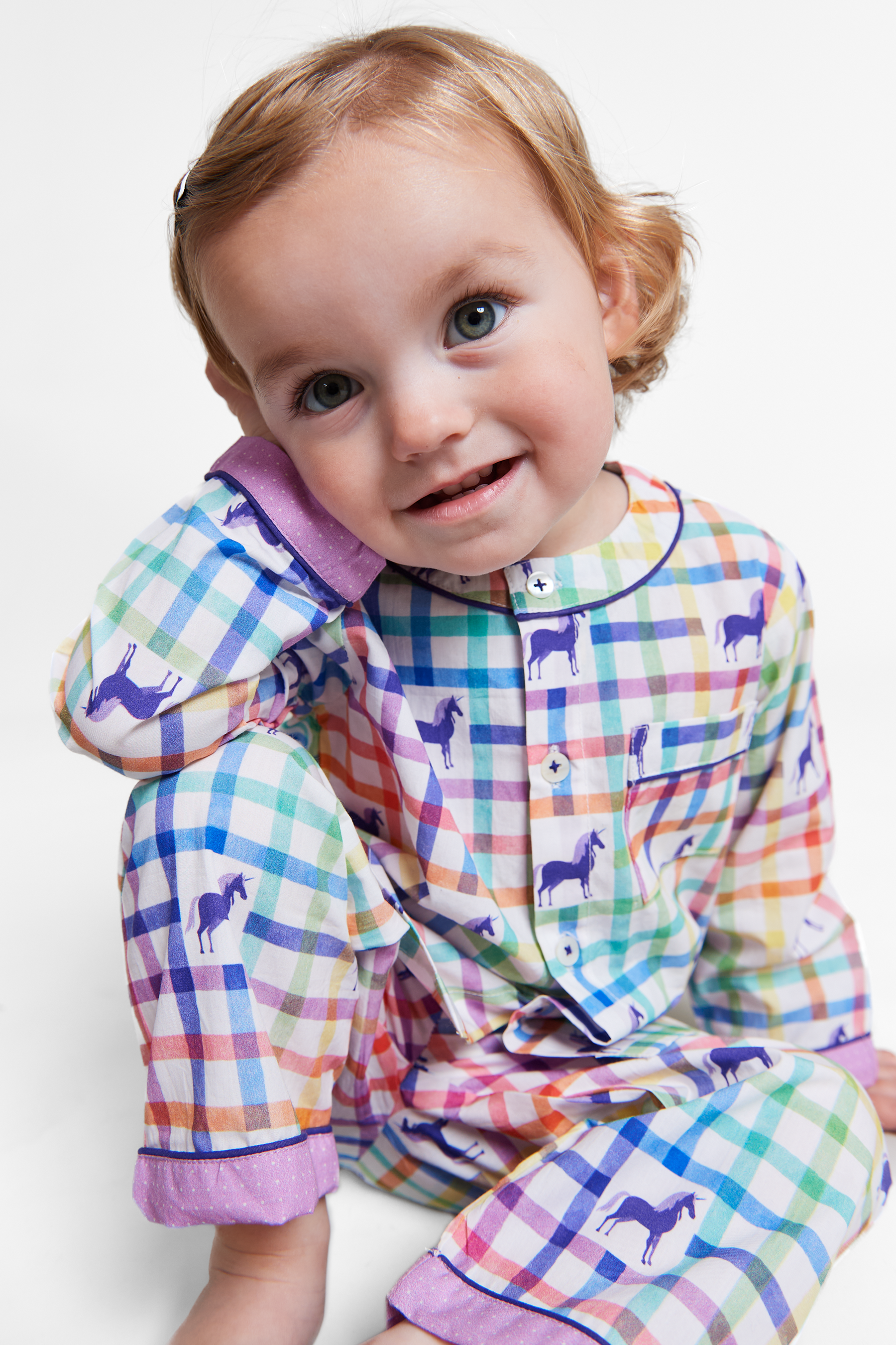 unicorn mosaic organic cotton baby pyjama set