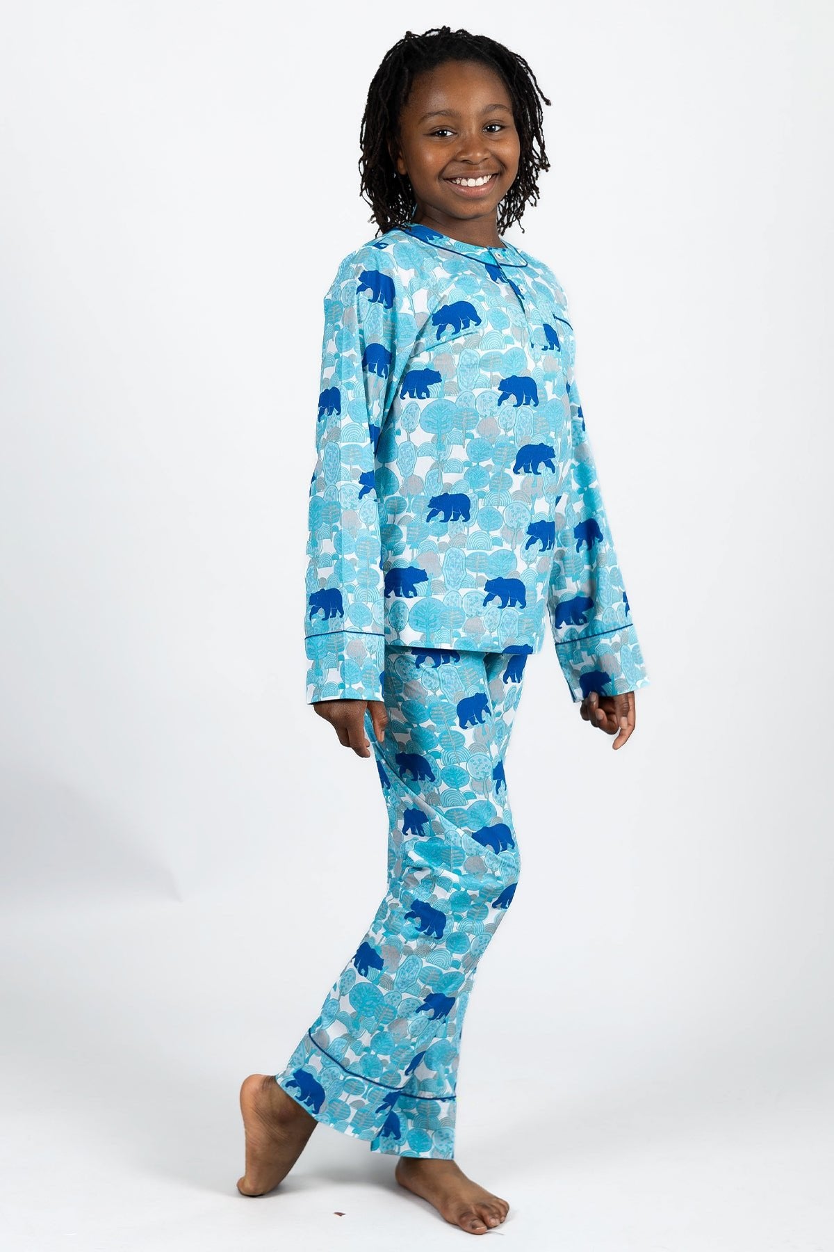 the wandering bear - organic cotton kids pyjama set - Kutti Lulu