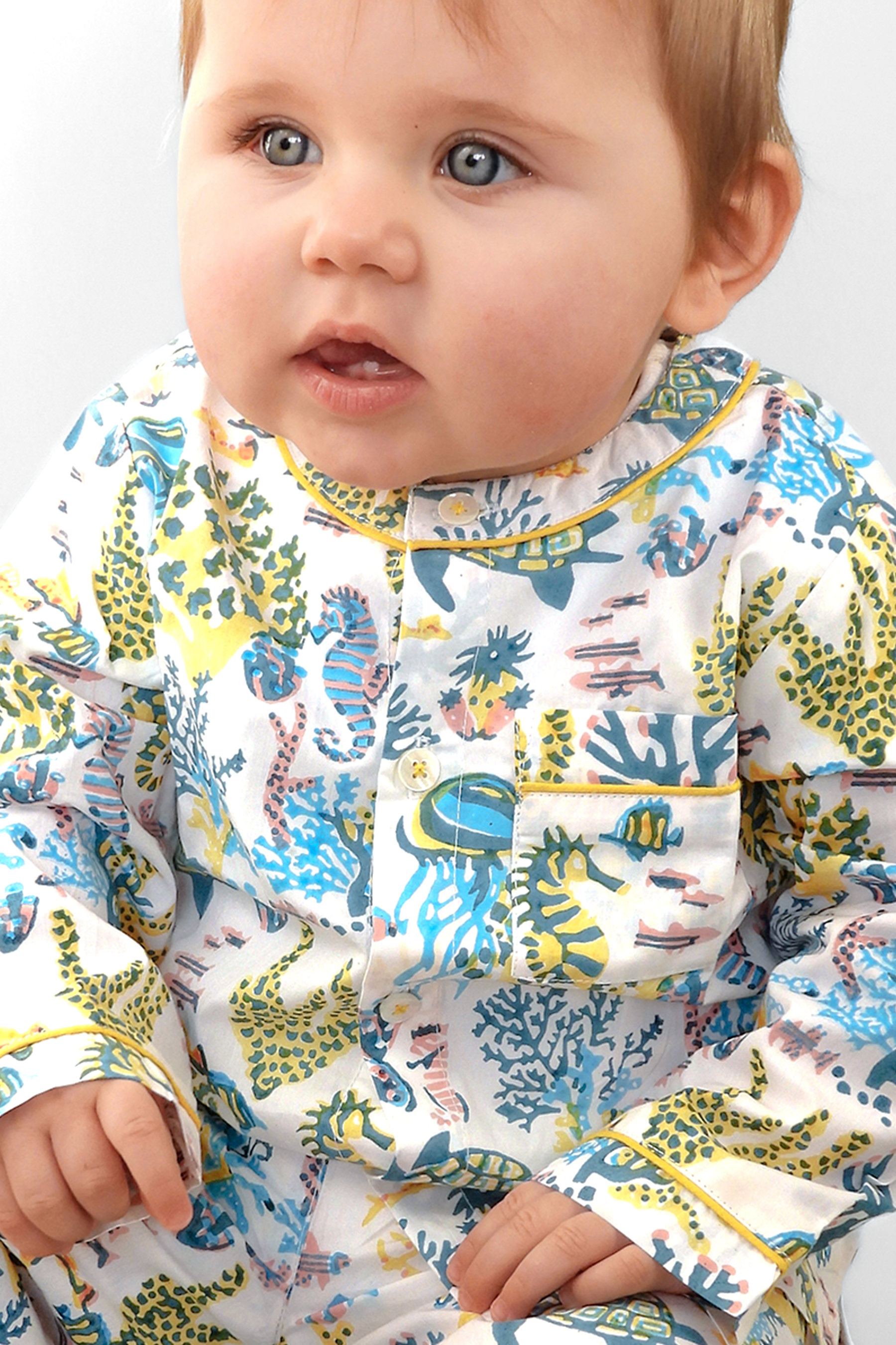 a fin-tastic dance off - organic cotton baby pyjama set
