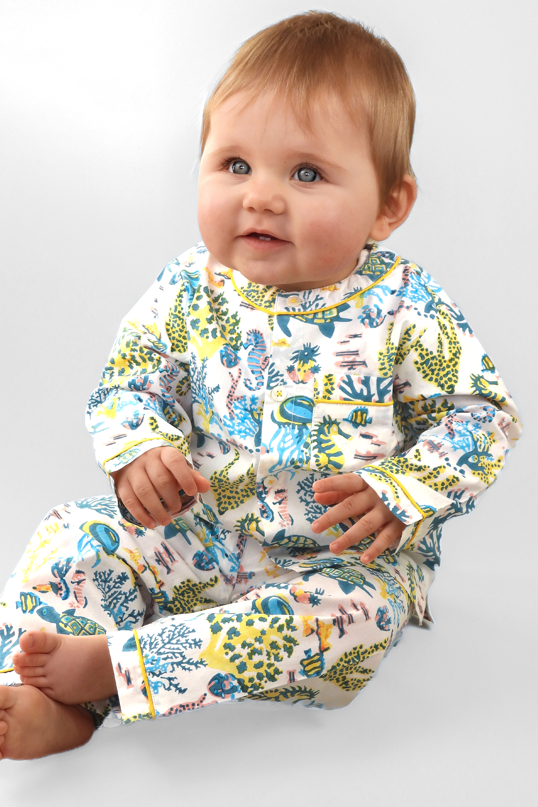 a fin-tastic dance off - organic cotton baby pyjama set