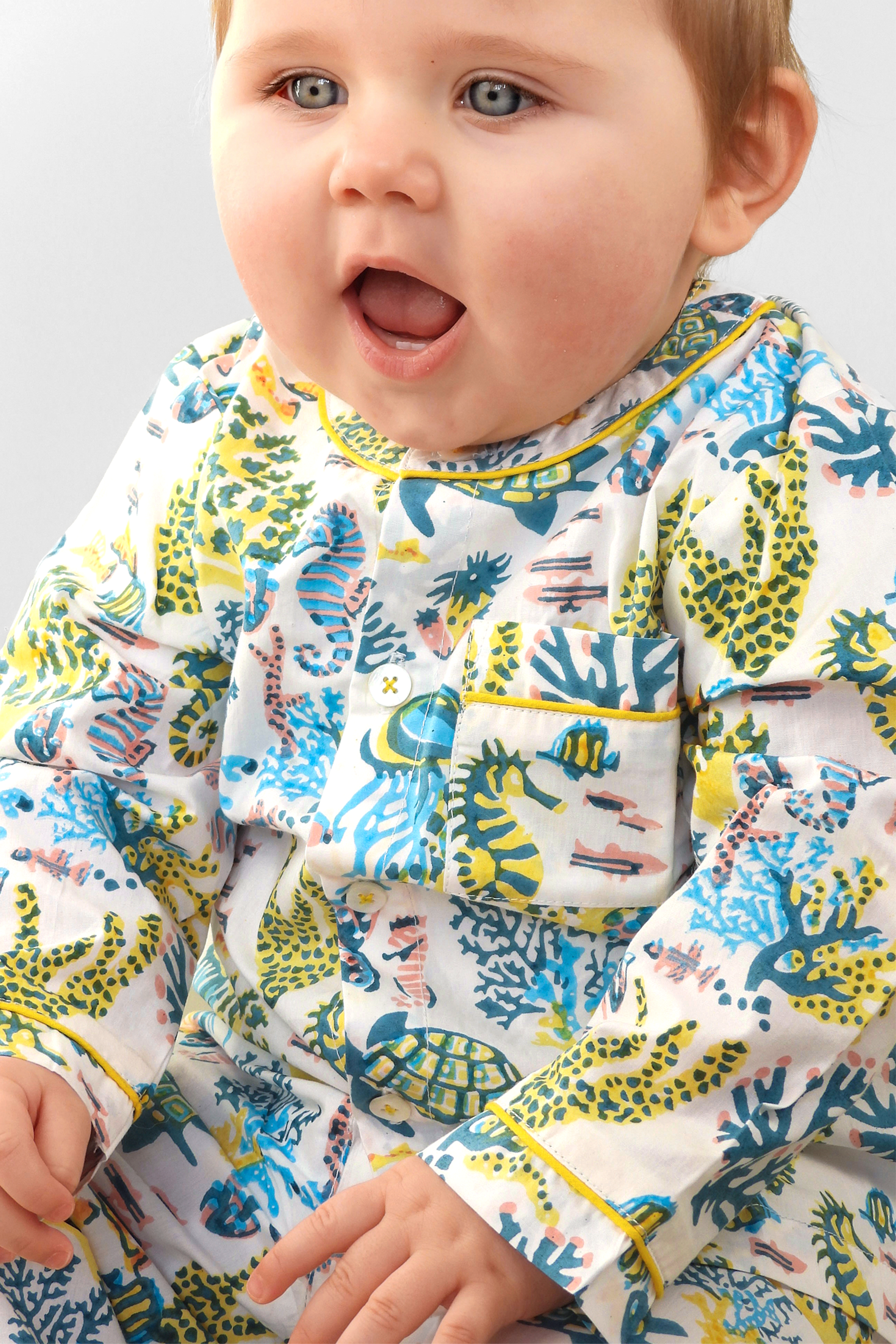 a fin-tastic dance off - organic cotton baby pyjama set