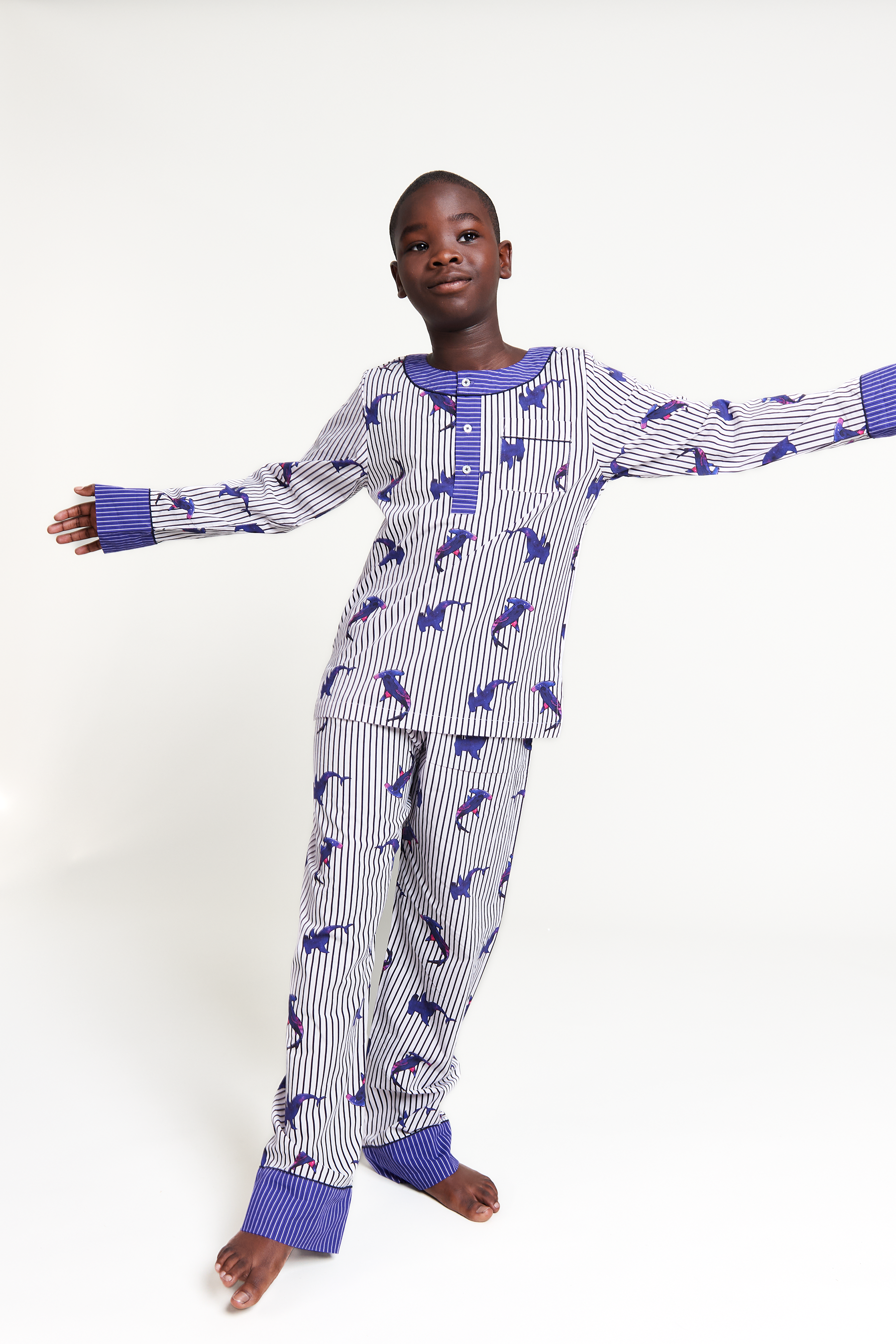 galactic sharks - organic cotton kids pyjama set