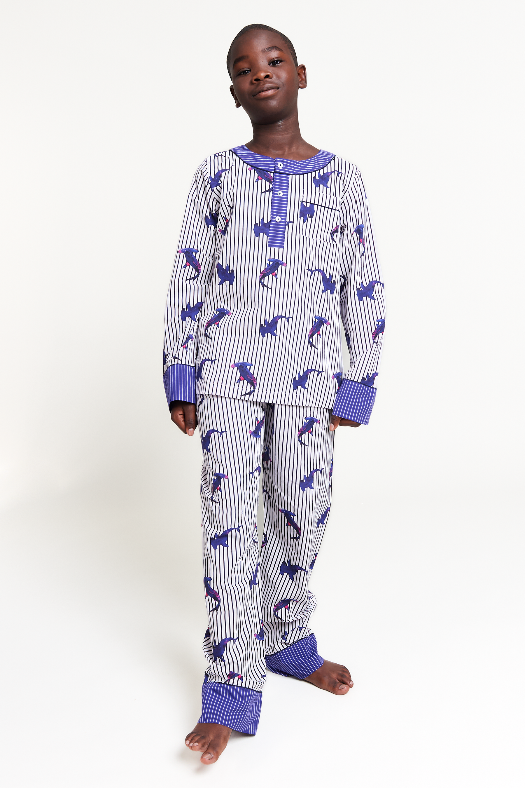 galactic sharks - organic cotton kids pyjama set