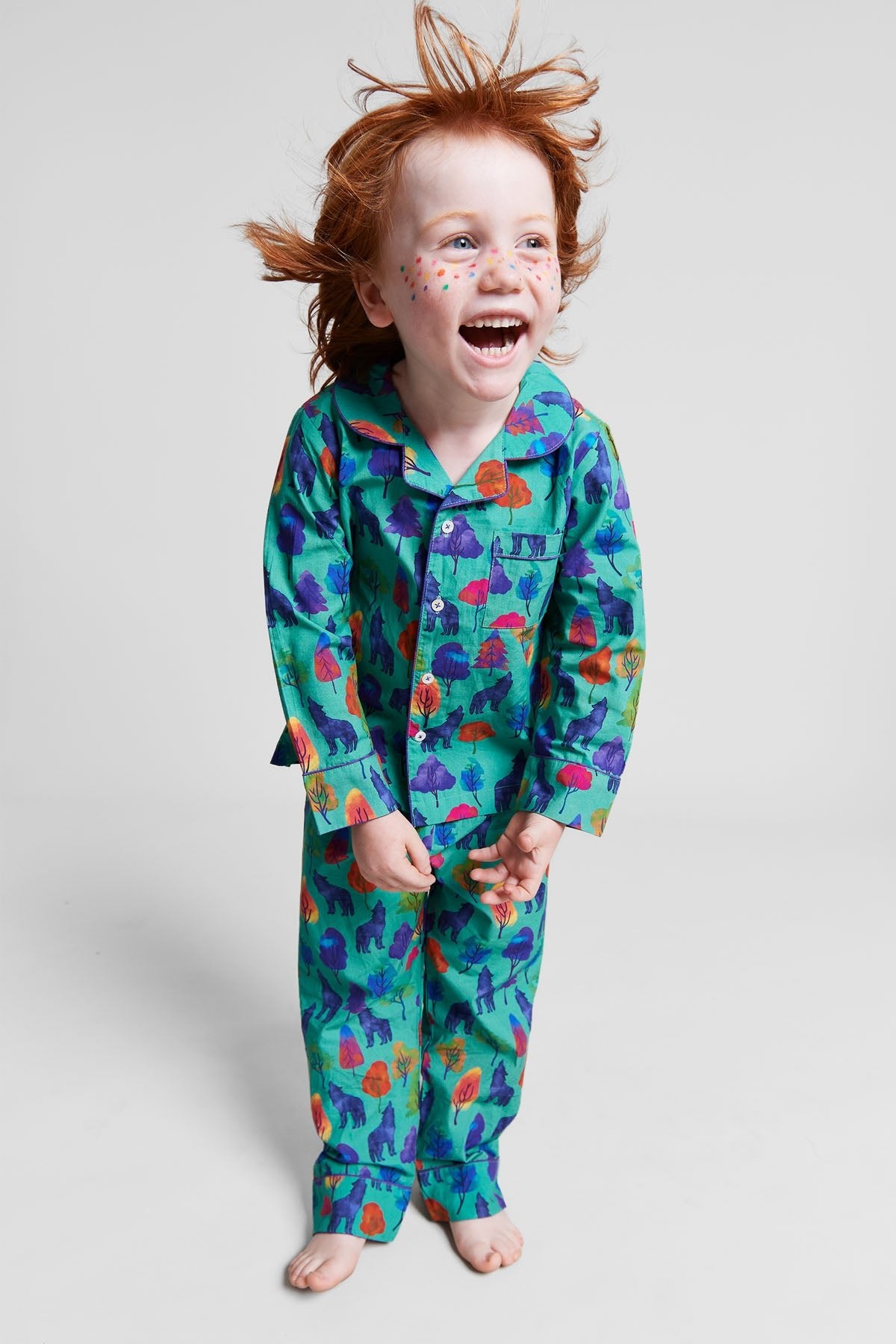 a whimsical howl - organic cotton kids pyjama set - Kutti Lulu