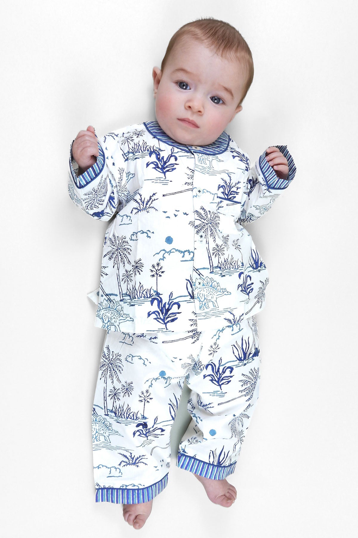 jurassic landscape - organic cotton baby pyjama set - Kutti Lulu