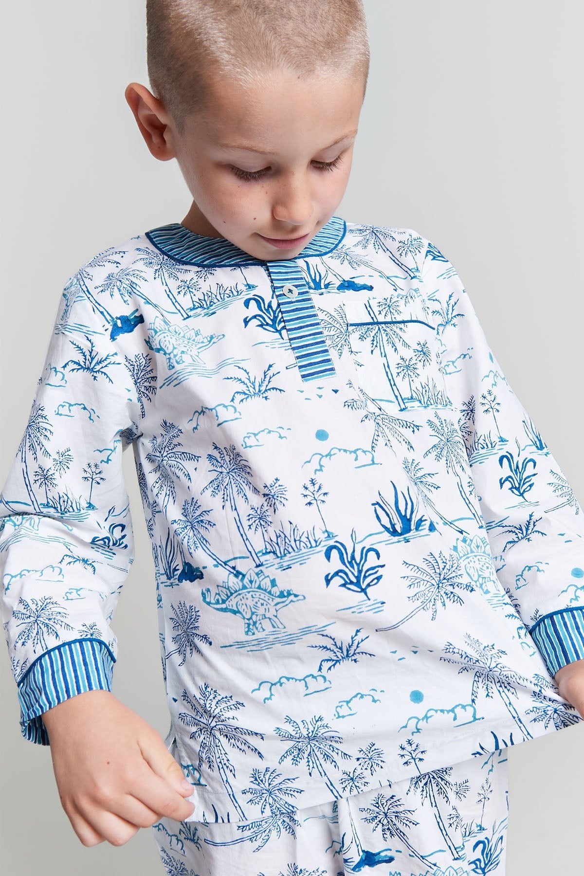 jurassic landscape - organic cotton kids pyjama set - Kutti Lulu