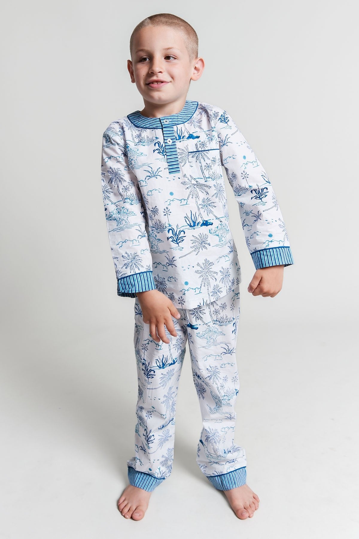 jurassic landscape - organic cotton kids pyjama set - Kutti Lulu