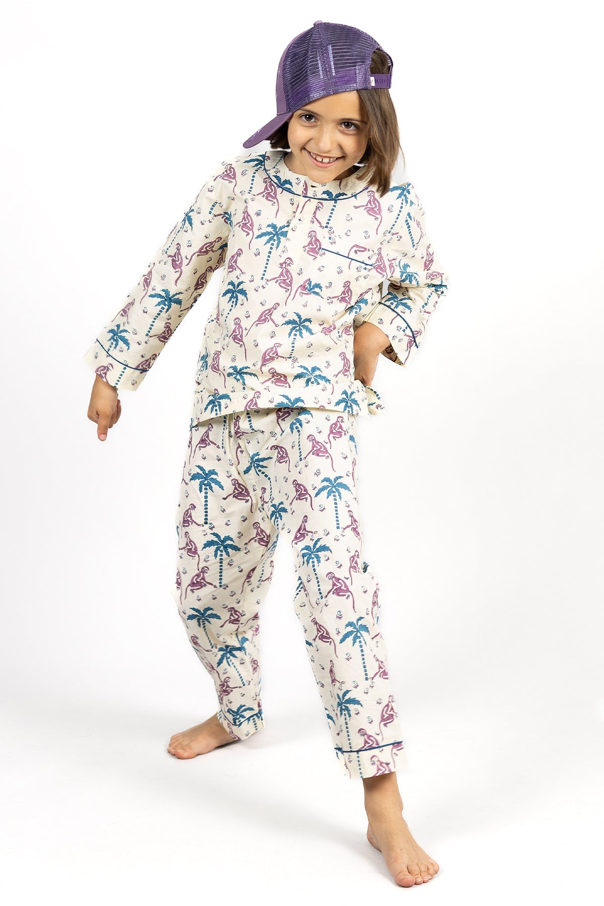monkey capers - organic cotton kids pyjama set - Kutti Lulu