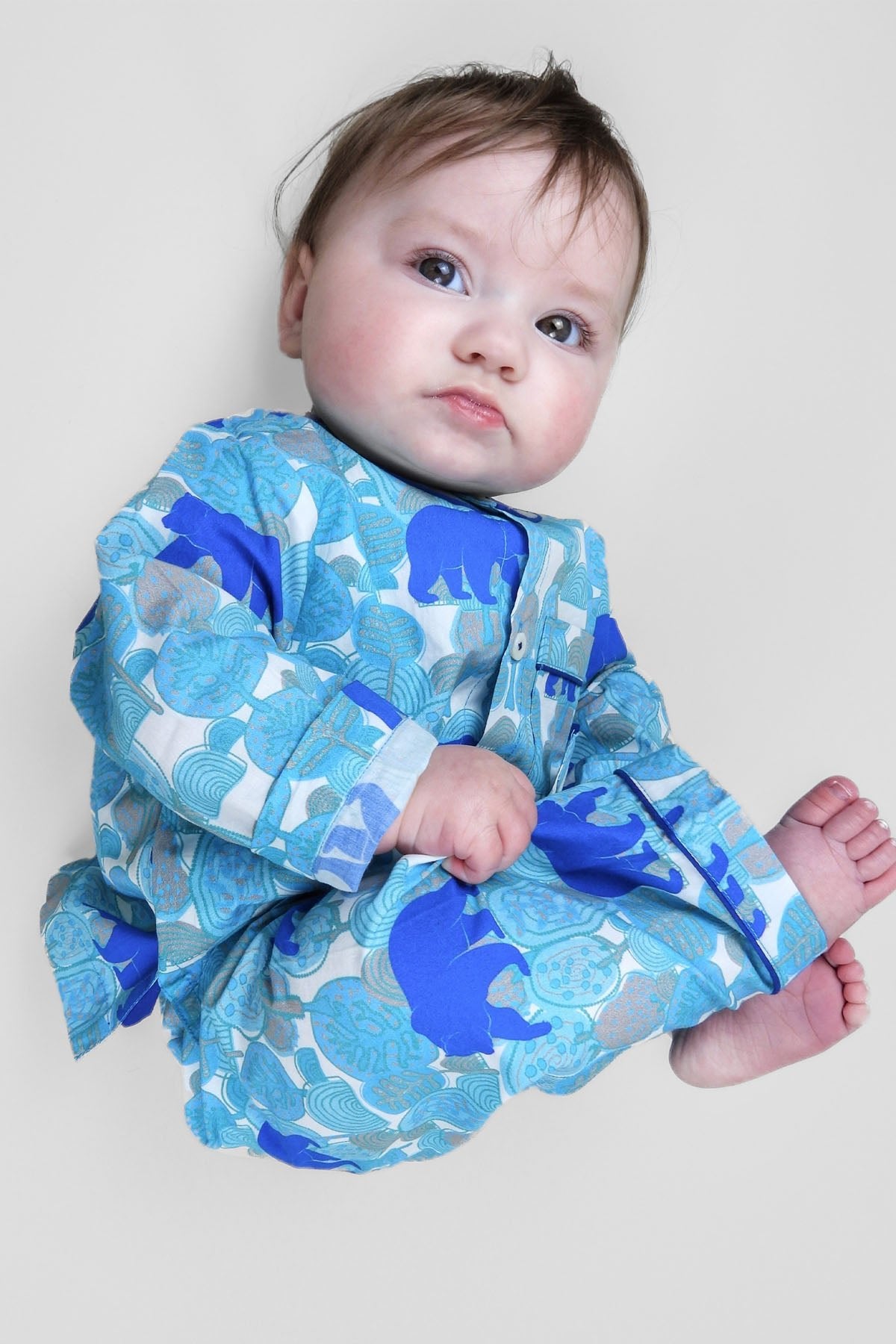 the wandering bear - organic cotton baby pyjama set - Kutti Lulu