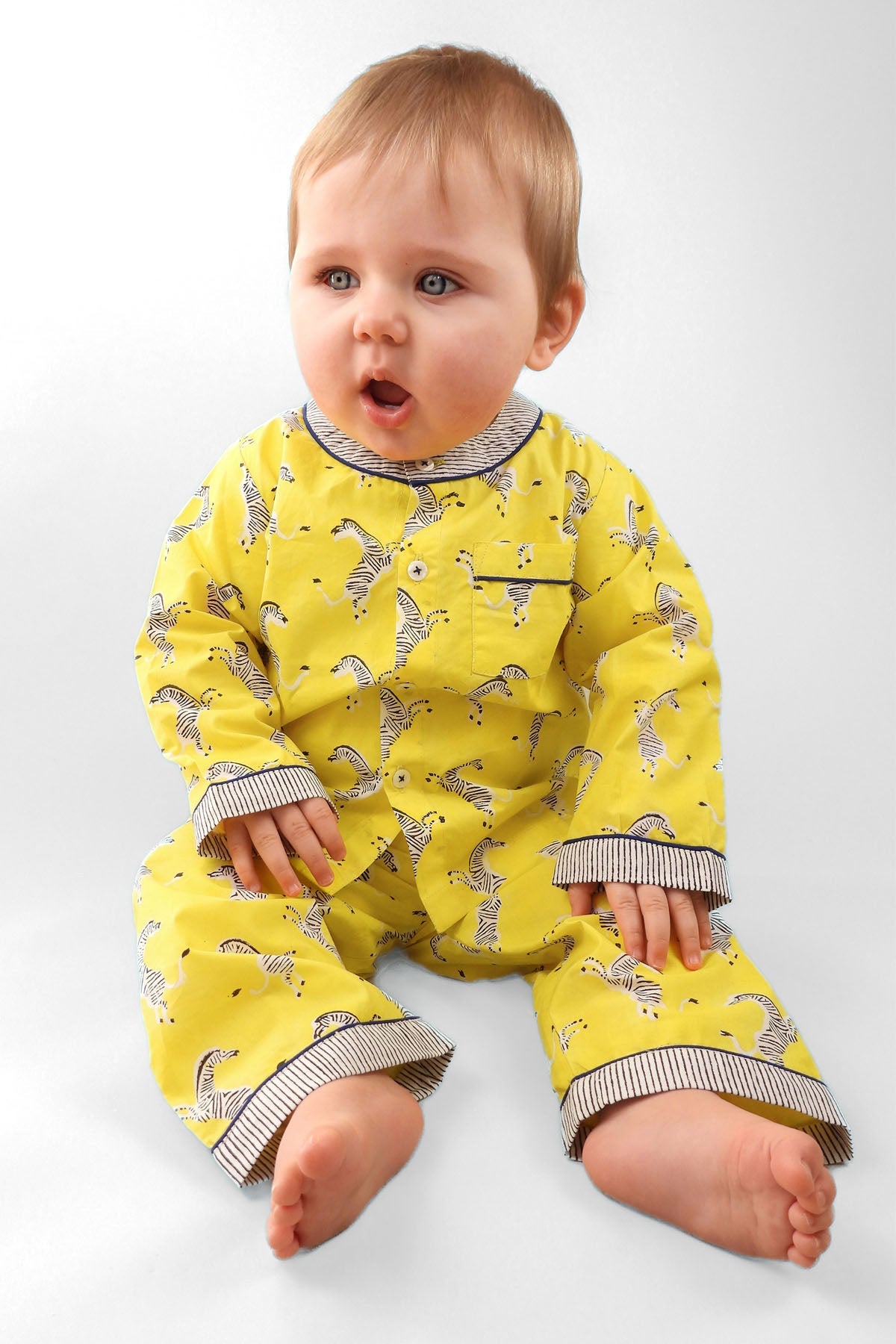 zebra strides - organic cotton baby pyjama set - Kutti Lulu