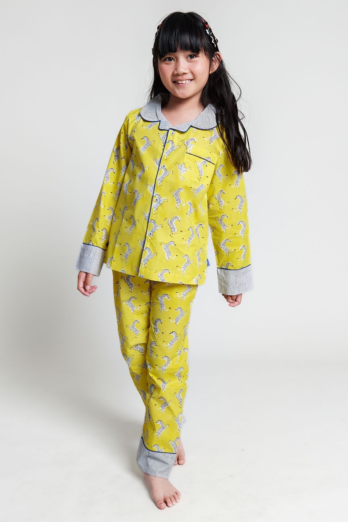 zebra strides - organic cotton kids pyjama set - Kutti Lulu